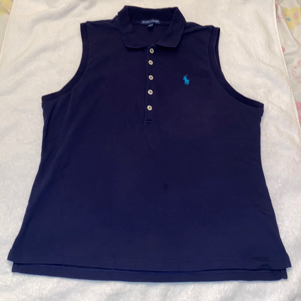 Ralph Lauren Sleeveless Navy Polo Top Size XL EUC